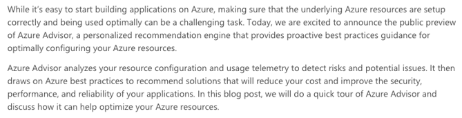 Azure Advisor Intro
